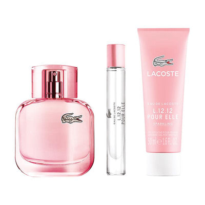 L.12.12 Pour Elle Sparkling 50ml Edt Spray And 7.4ml Rollerball And 50ml Shower Gel