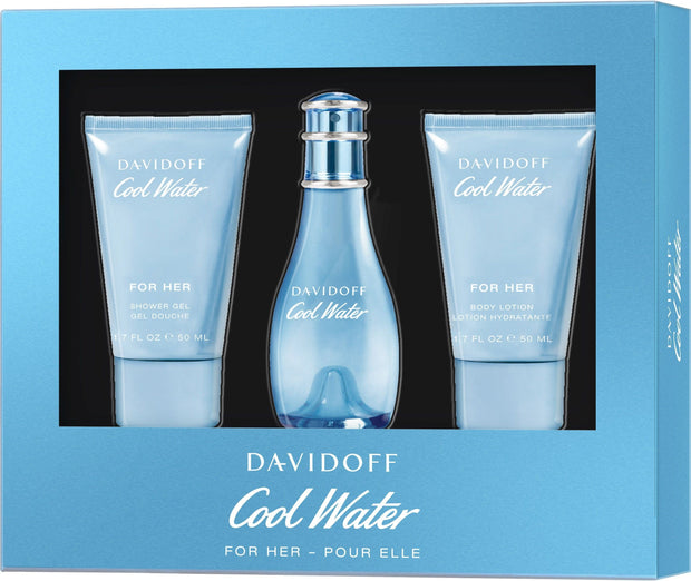 Set - Davidoff Cool Water 50ml EDT Spray + 50ml Shower Gel + 50ml Body Lotion