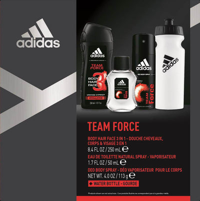 Adidas Team Force 50ml Edt Spr + 113g B/S+ 250ml S/G + Water Bottle (M) - Set