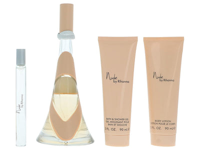Rihanna Nude Women 100ml Edp Spray And 90ml Body Lotion And 90ml Shower Gel And 10ml Edp